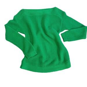 Lauren Ralph Lauren Knit Cotton Crewneck Sweater Kelly Green- Size S Preppy